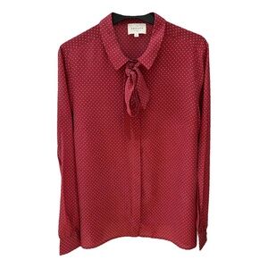 Sezane Silk Shirt - Pink polka dot CHEMISE LADY silk blouse  Pois Écru Fond Fra